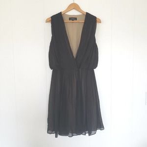 Robert Rodriguez Black Silk Lace Strapless Pleated Dress Size 8 Medium V Neck